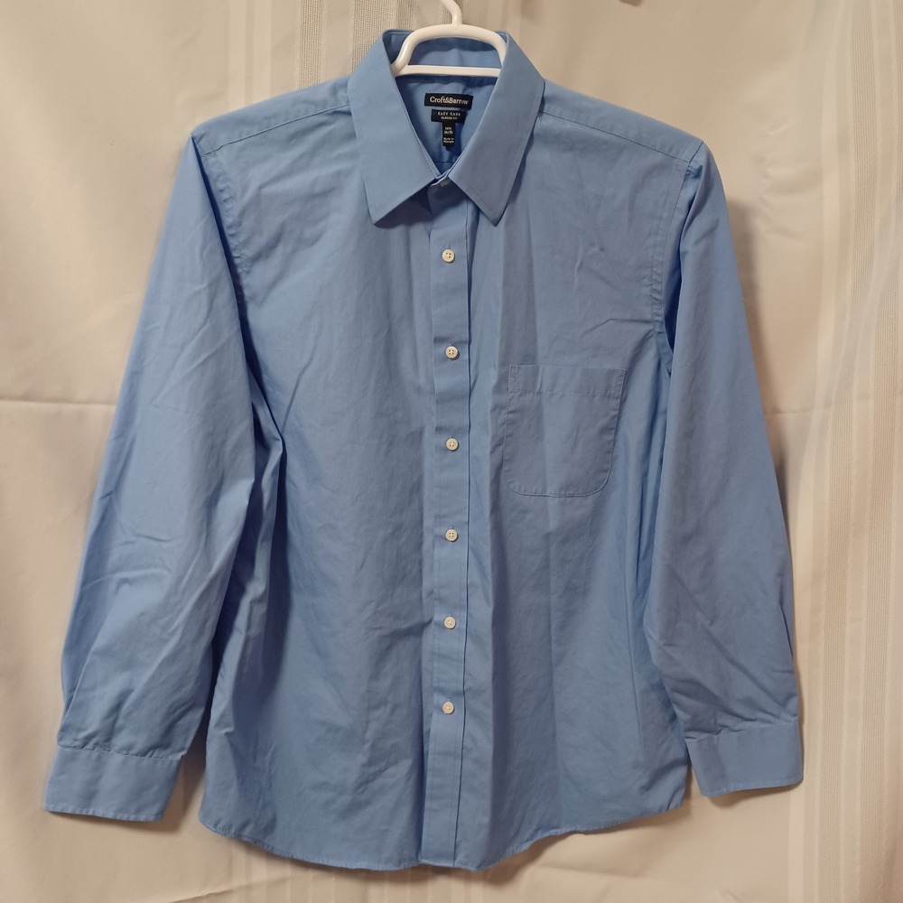 Croft & Barrow Dress Shirt Mens 16.5 34/35 Blue Easy Care Classic Fit Solid L/S